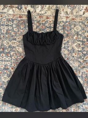 Zara Black Square-Neck Mini Dress